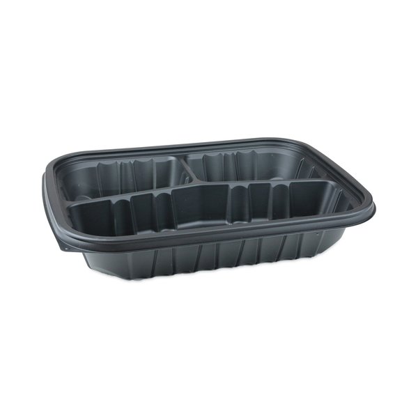 Pactiv Evergreen EarthChoice Entree2Go Takeout Container, 3-Compartment, 48 oz, 11.75 x 8.75 x 2.13, Black, 200PK YCNB12X95203